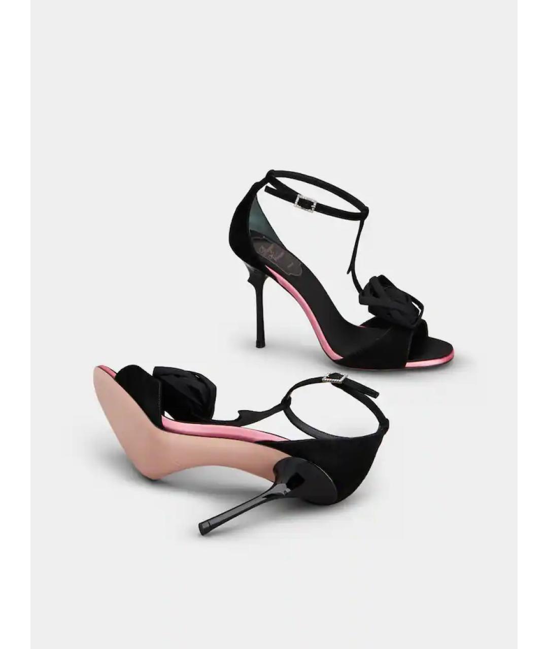 ROGER VIVIER Черные кожаные босоножки, фото 5