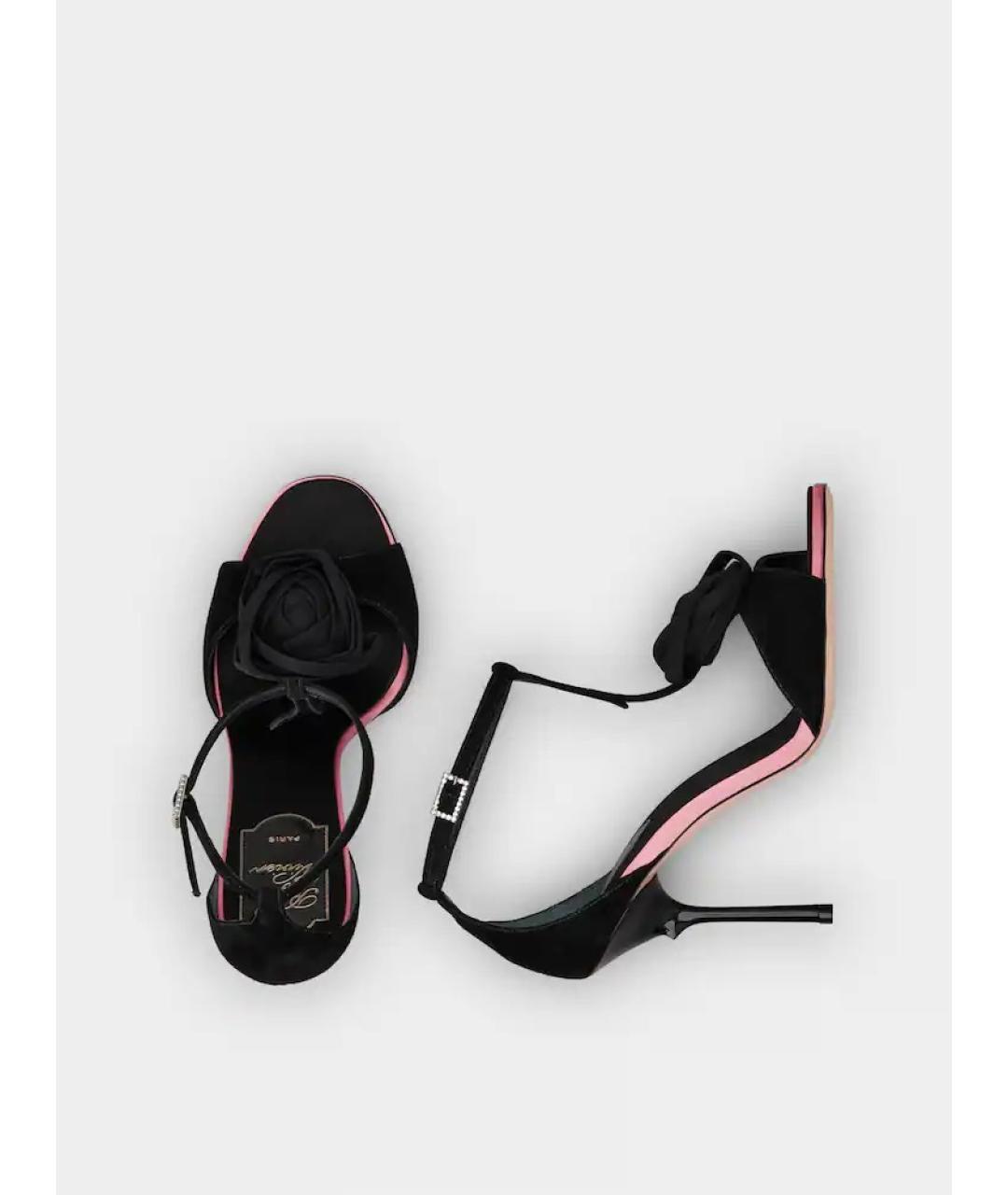 ROGER VIVIER Черные кожаные босоножки, фото 6