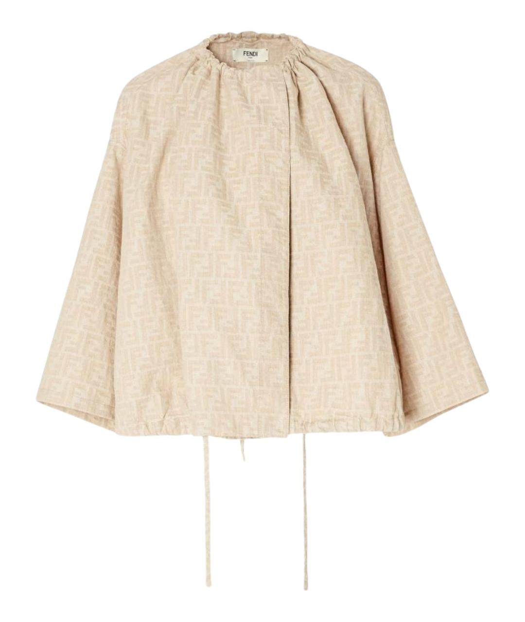 FENDI Бежевая хлопковая куртка, фото 1