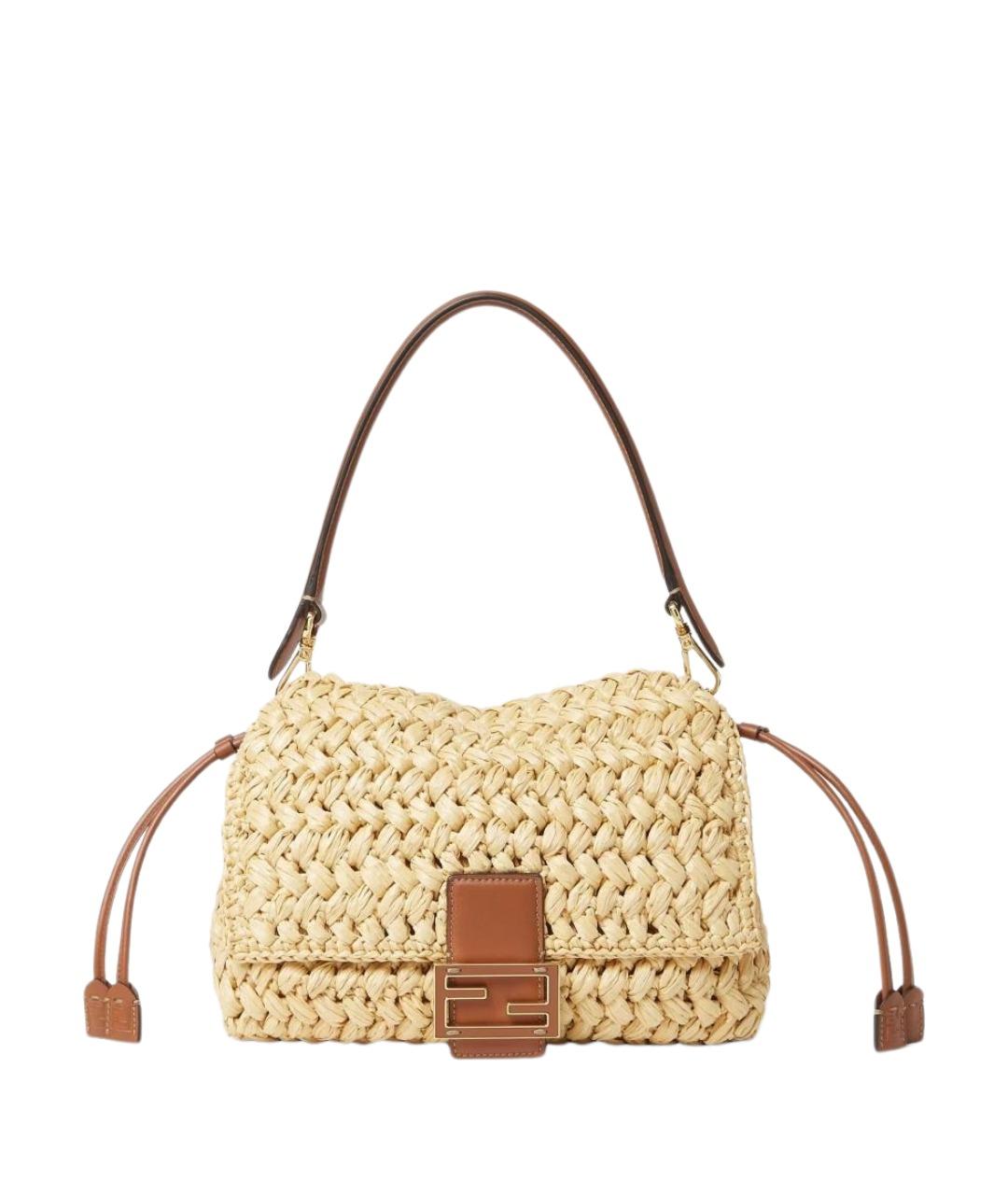 FENDI Бежевая пелетеная сумка через плечо, фото 1