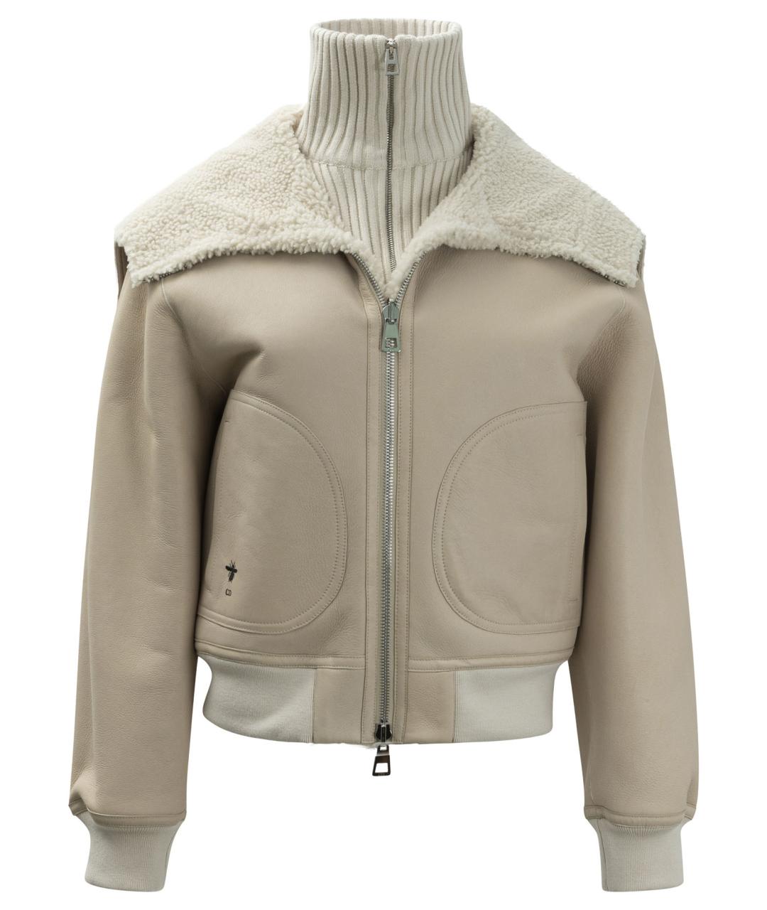 CHRISTIAN DIOR Бежевая кожаная куртка, фото 1