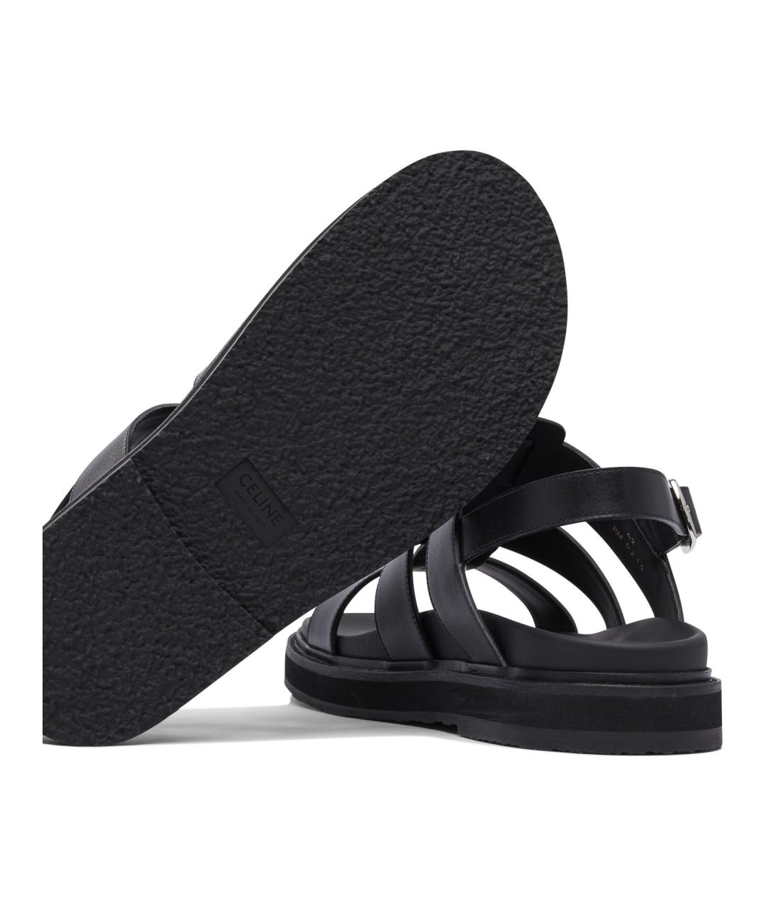 CELINE Черные кожаные сандалии, фото 5