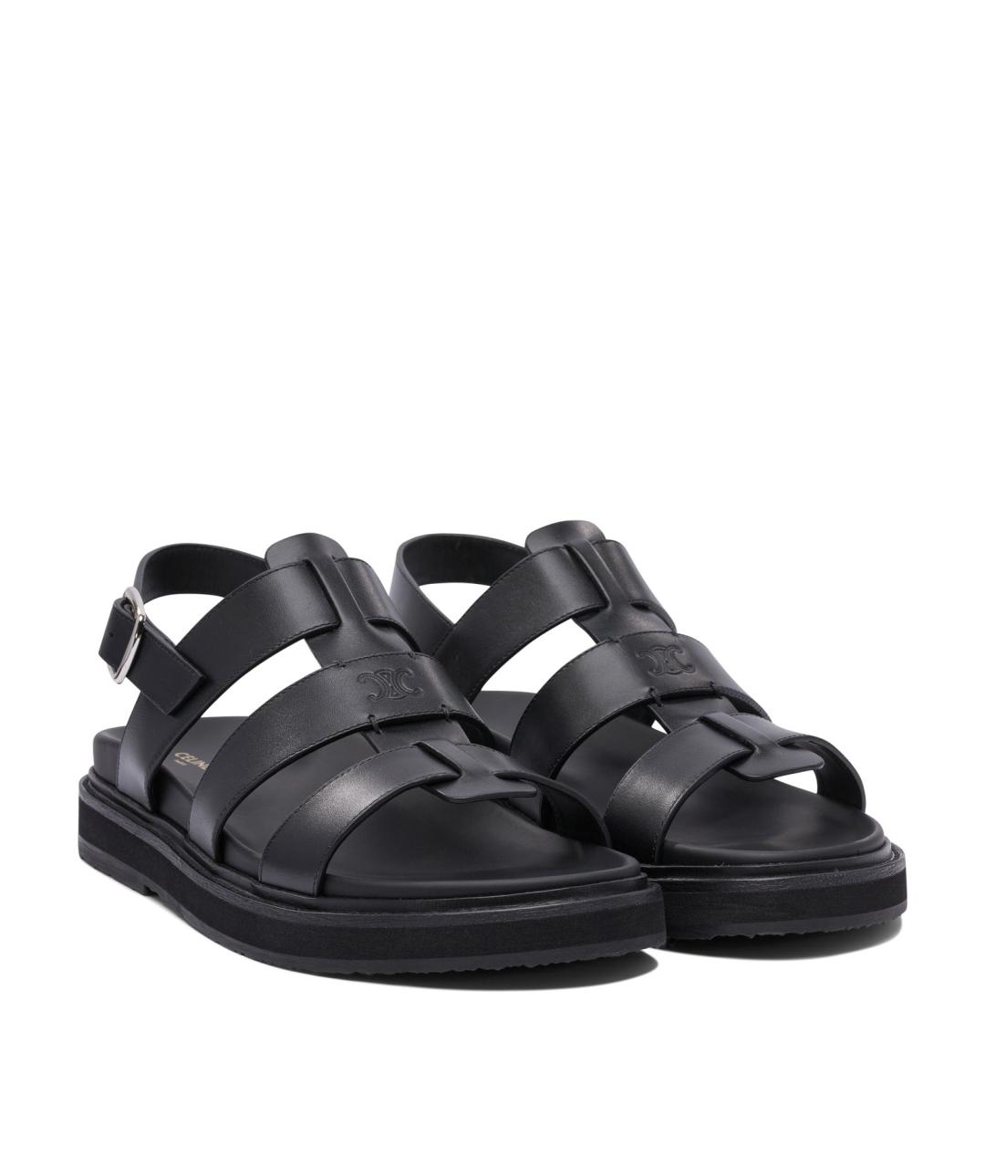 CELINE Черные кожаные сандалии, фото 2