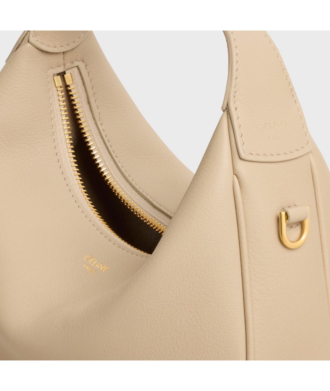 CELINE Бежевая кожаная сумка через плечо, фото 4