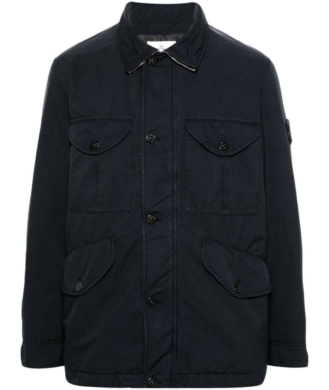 STONE ISLAND Темно-синяя полиэстеровая куртка, фото 1