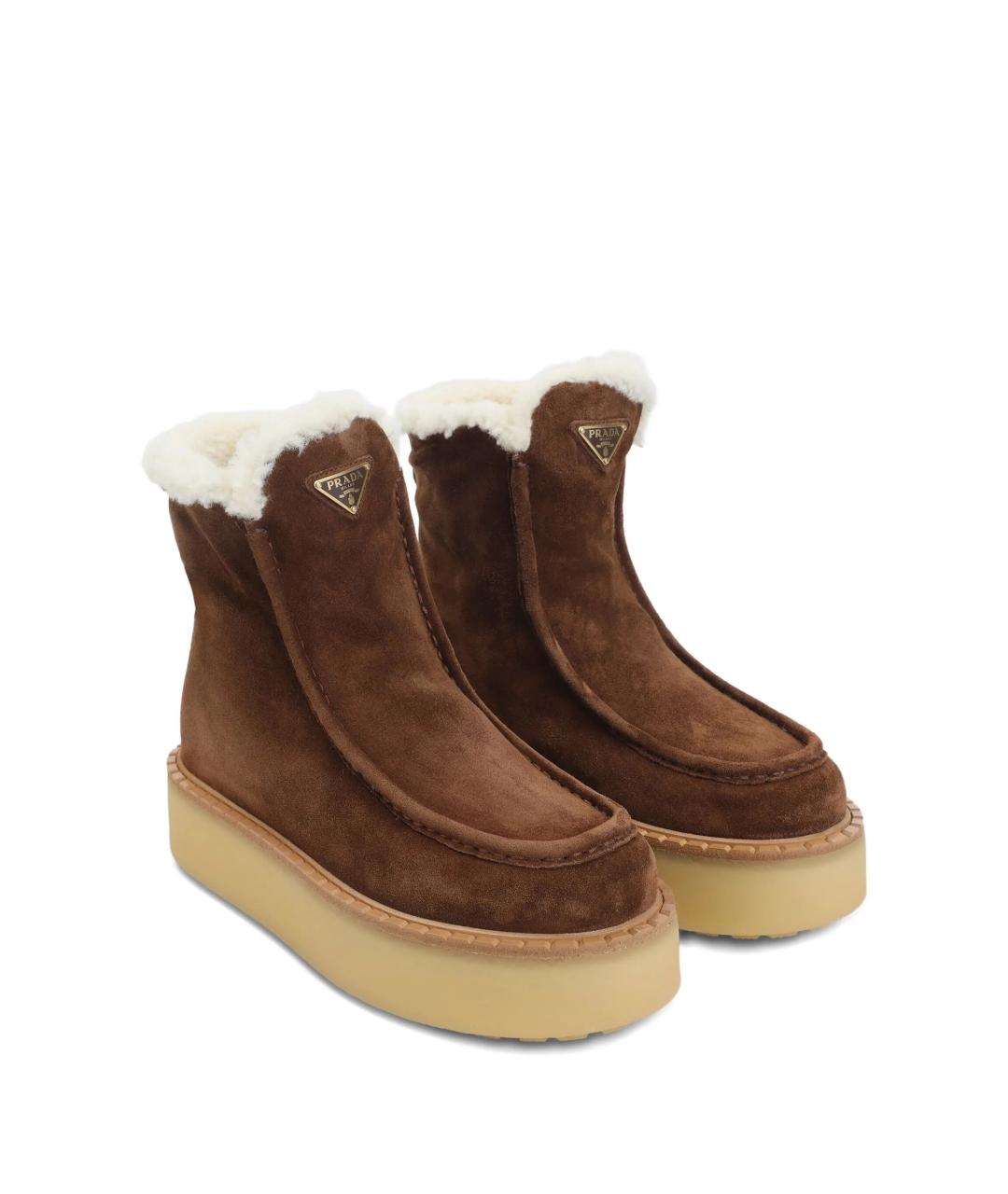 PRADA Коричневые замшевые ботинки, фото 3
