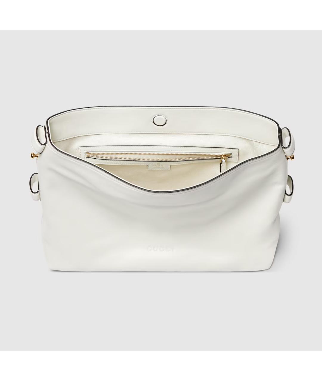 GUCCI Белая кожаная сумка с короткими ручками, фото 2
