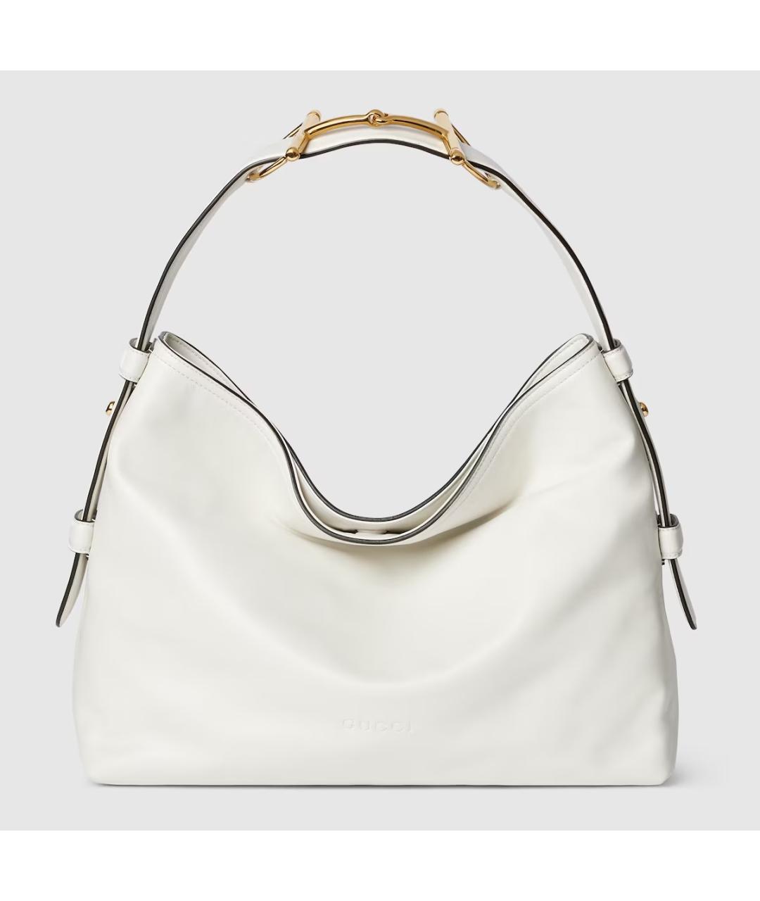 GUCCI Белая кожаная сумка с короткими ручками, фото 1