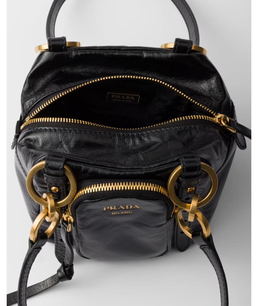 PRADA Черная кожаная сумка через плечо, фото 4