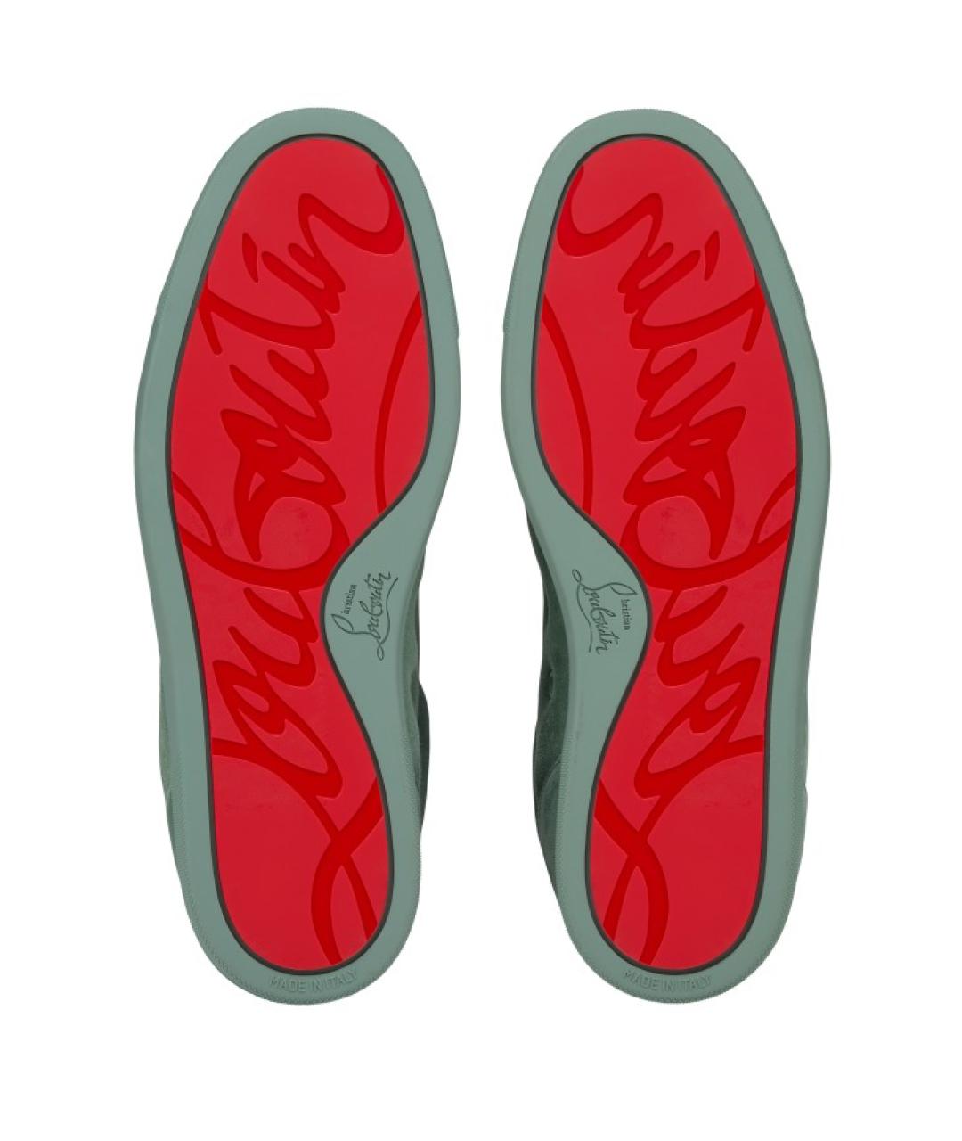 CHRISTIAN LOUBOUTIN Зеленые кожаные низкие кроссовки / кеды, фото 3