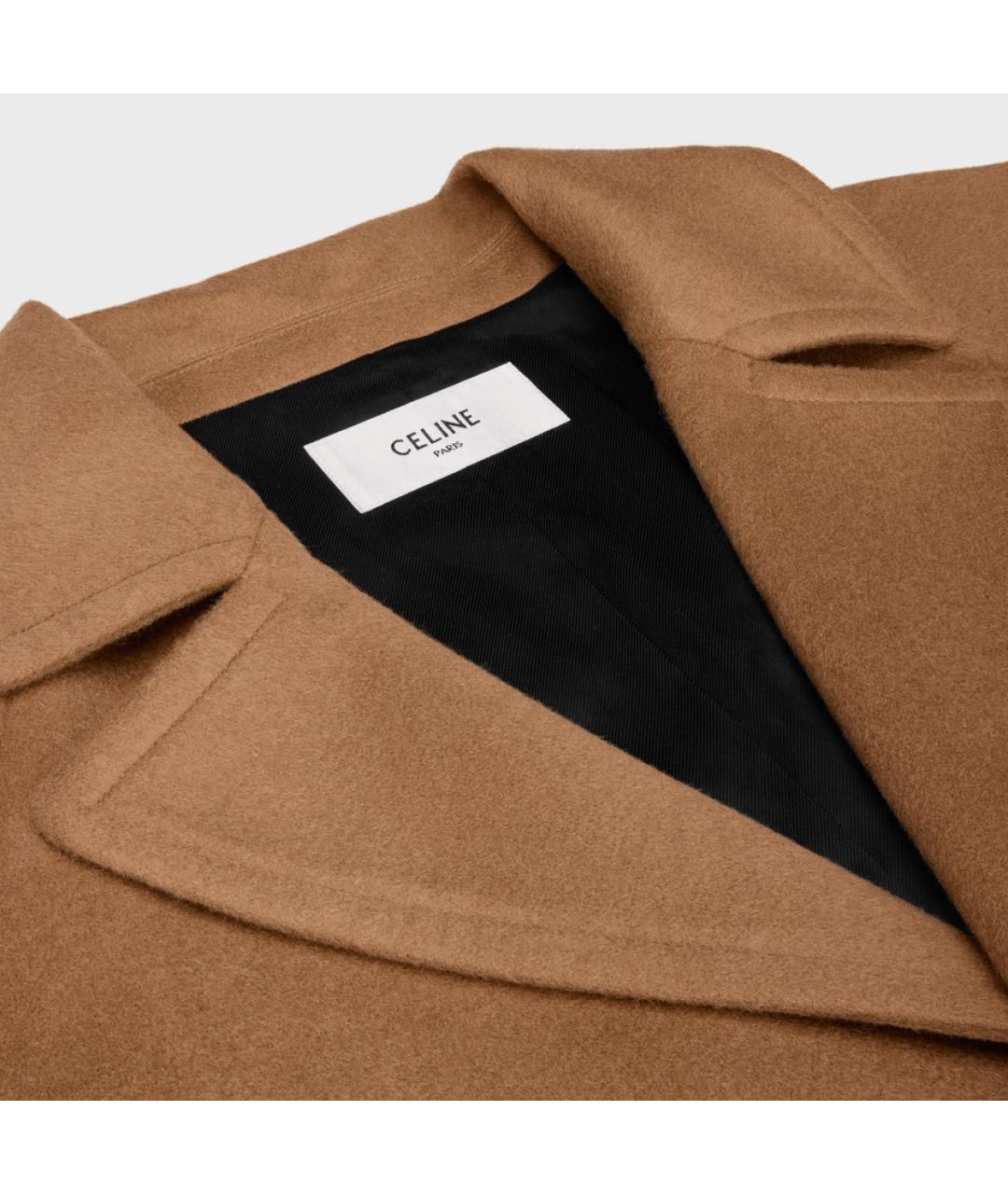 CELINE Коричневое шерстяное пальто, фото 3