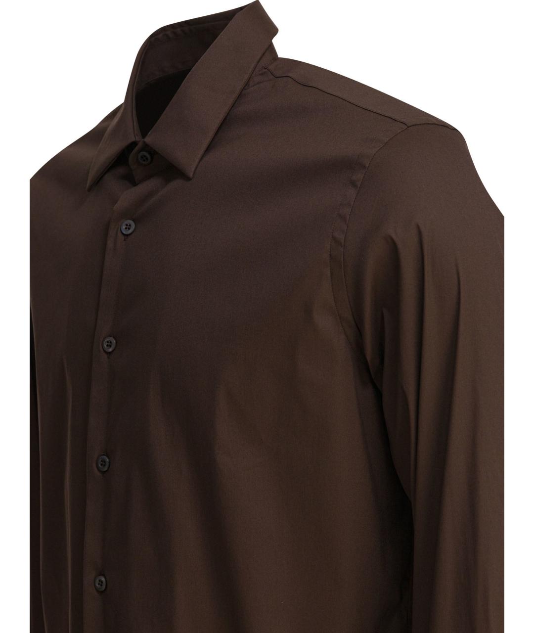 PRADA Коричневая хлопковая классическая рубашка, фото 4