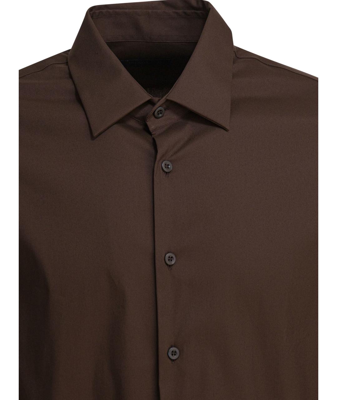 PRADA Коричневая хлопковая классическая рубашка, фото 3