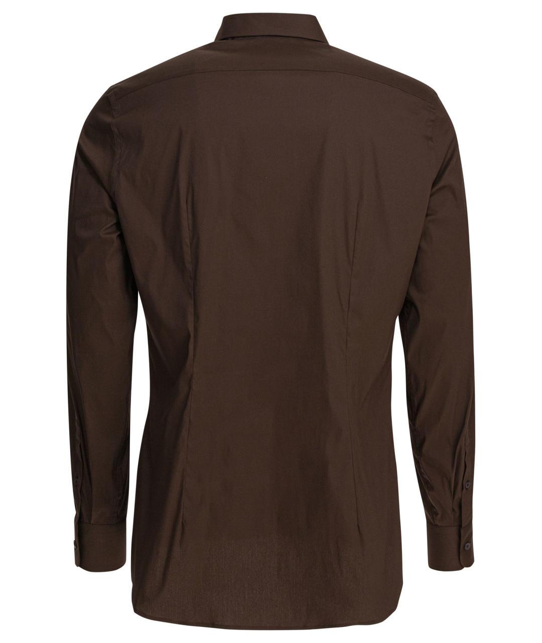 PRADA Коричневая хлопковая классическая рубашка, фото 2