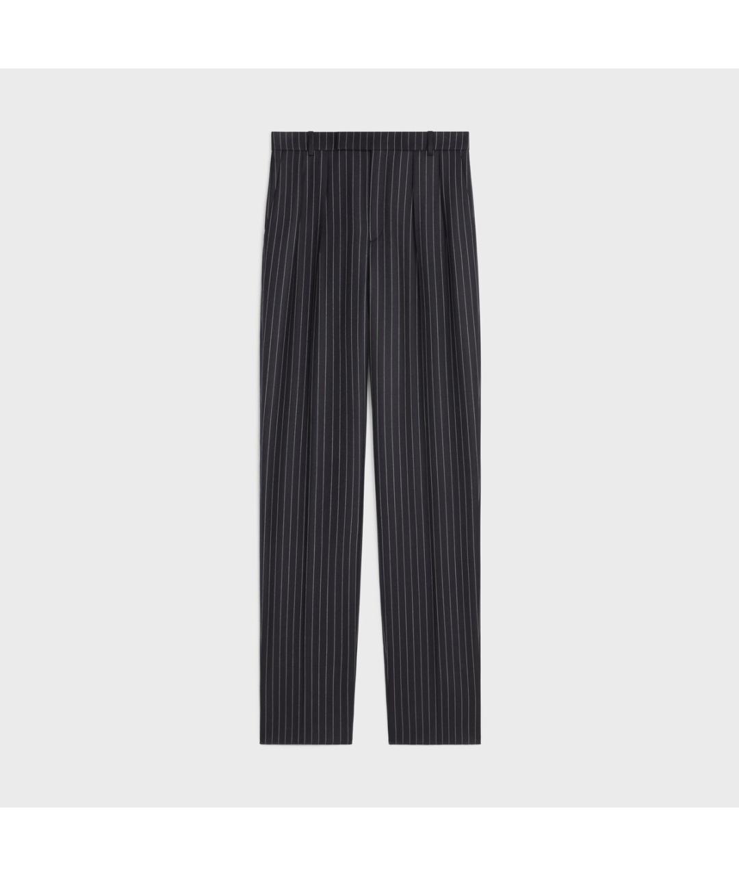 CELINE Синие шерстяные повседневные брюки, фото 1