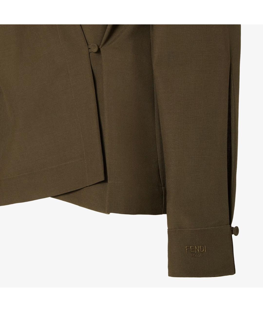 FENDI Хаки шерстяная рубашка, фото 3
