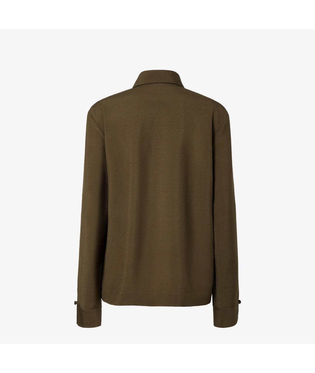 FENDI Хаки шерстяная рубашка, фото 2