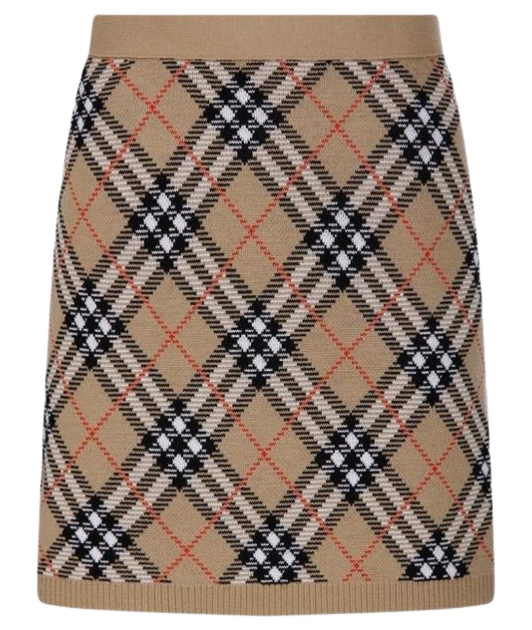 BURBERRY Мульти шерстяная юбка миди, фото 1