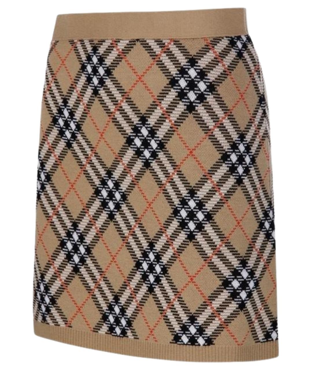 BURBERRY Мульти шерстяная юбка миди, фото 2