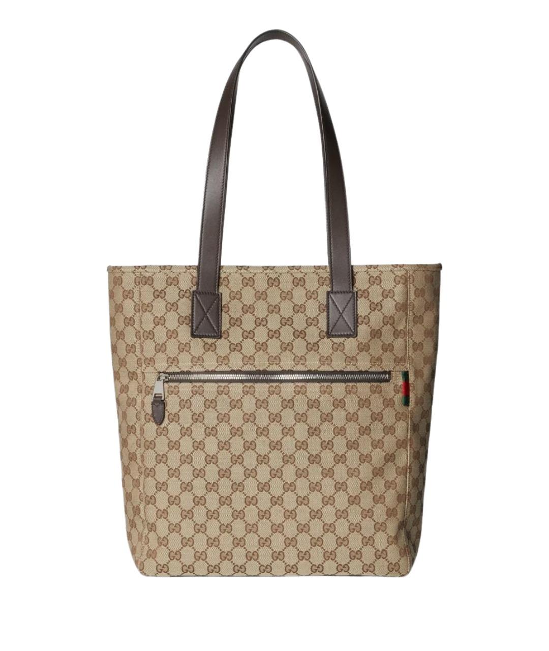 GUCCI Бежевая тканевая сумка тоут, фото 1