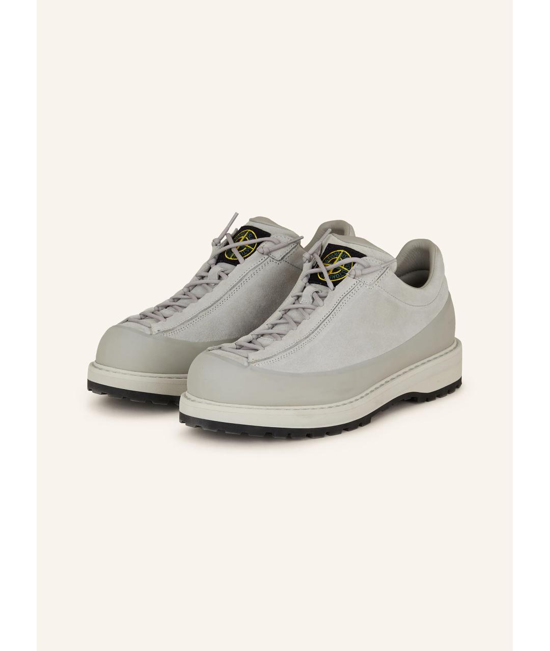 STONE ISLAND Серые кожаные низкие кроссовки / кеды, фото 5