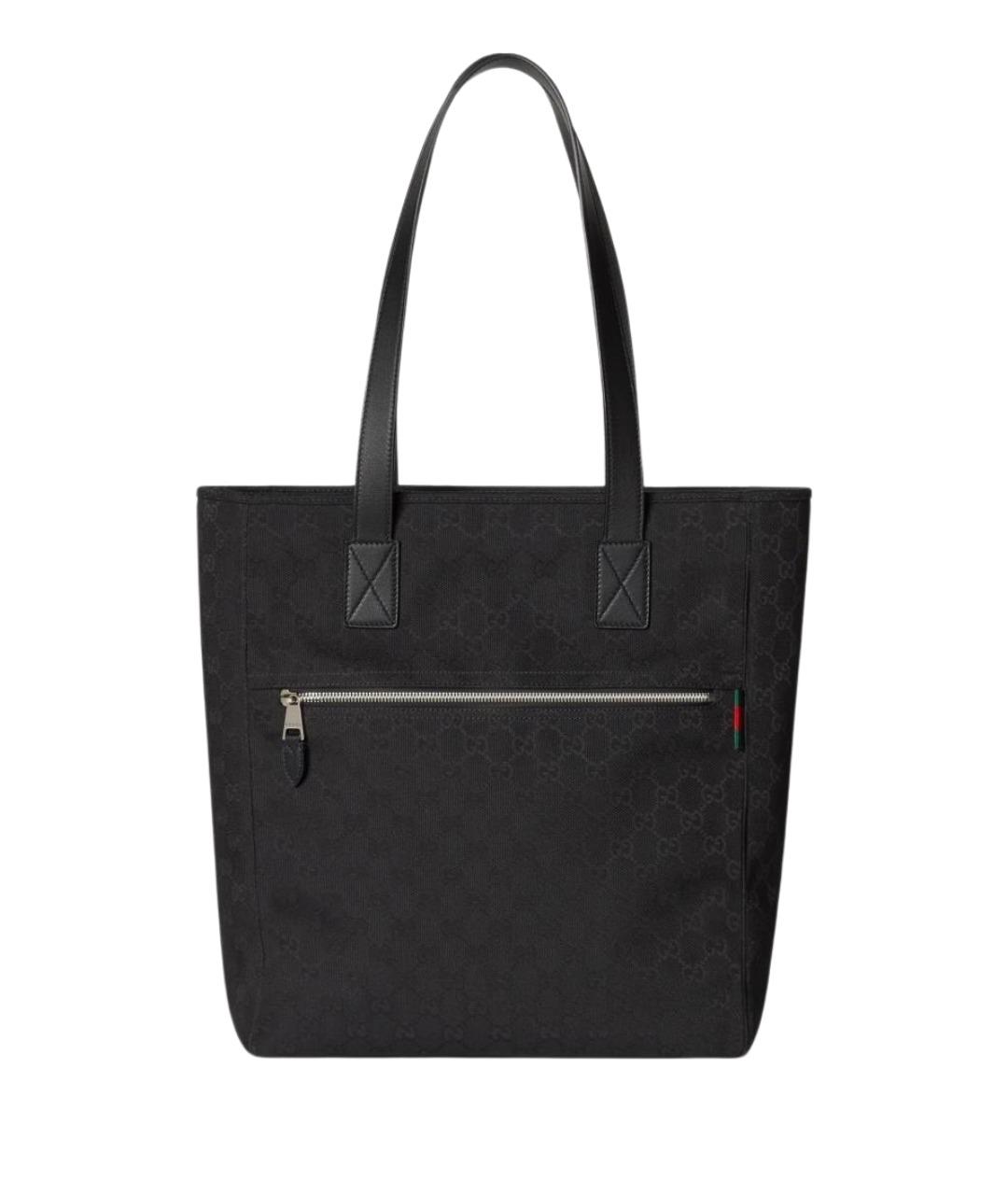 GUCCI Черная тканевая сумка тоут, фото 1