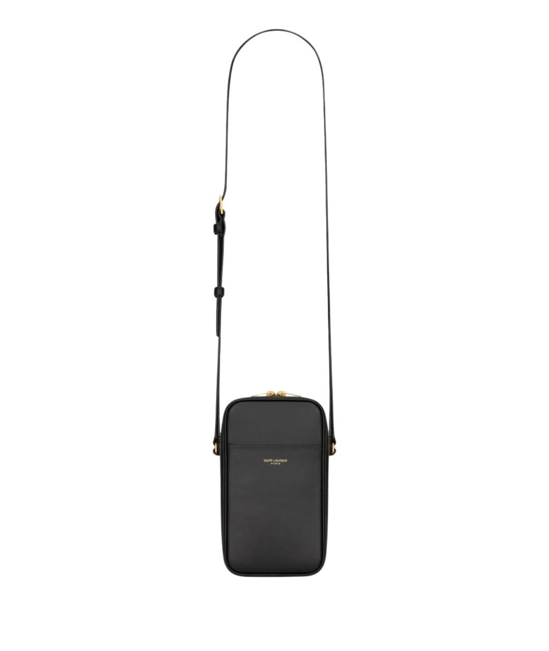 SAINT LAURENT Черная кожаная сумка на плечо, фото 1