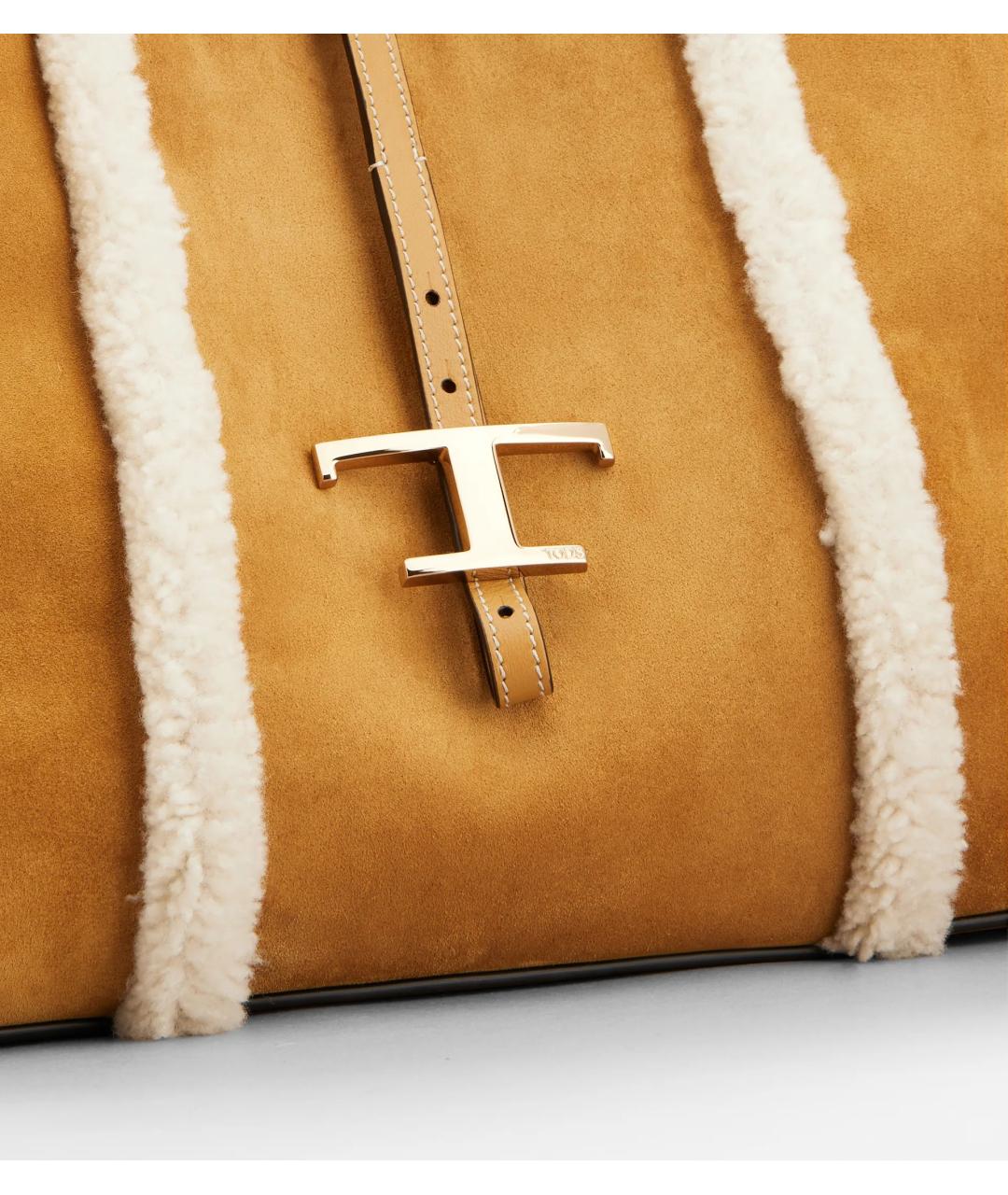 TOD'S Бежевая замшевая сумка с короткими ручками, фото 5