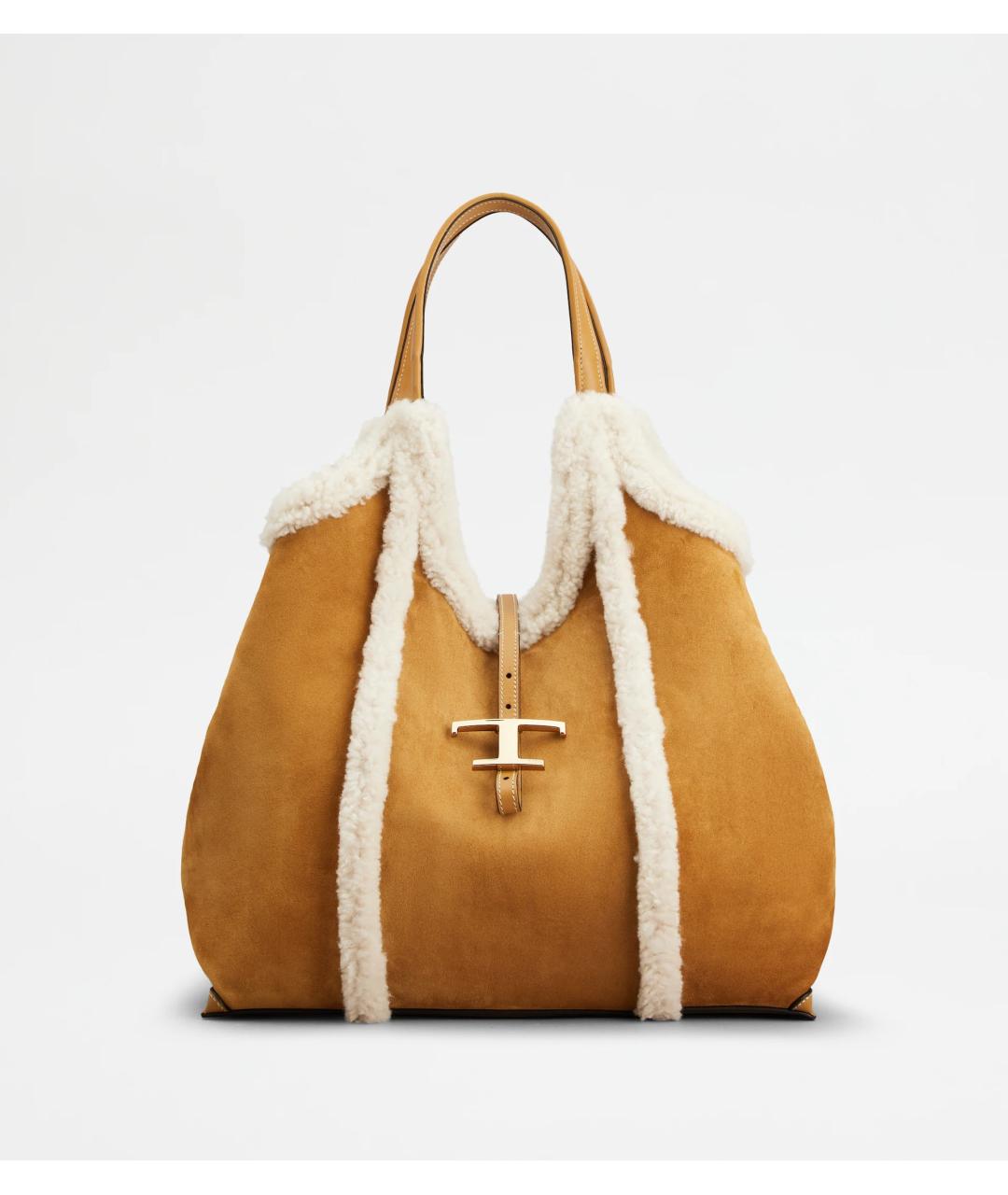 TOD'S Бежевая замшевая сумка с короткими ручками, фото 1