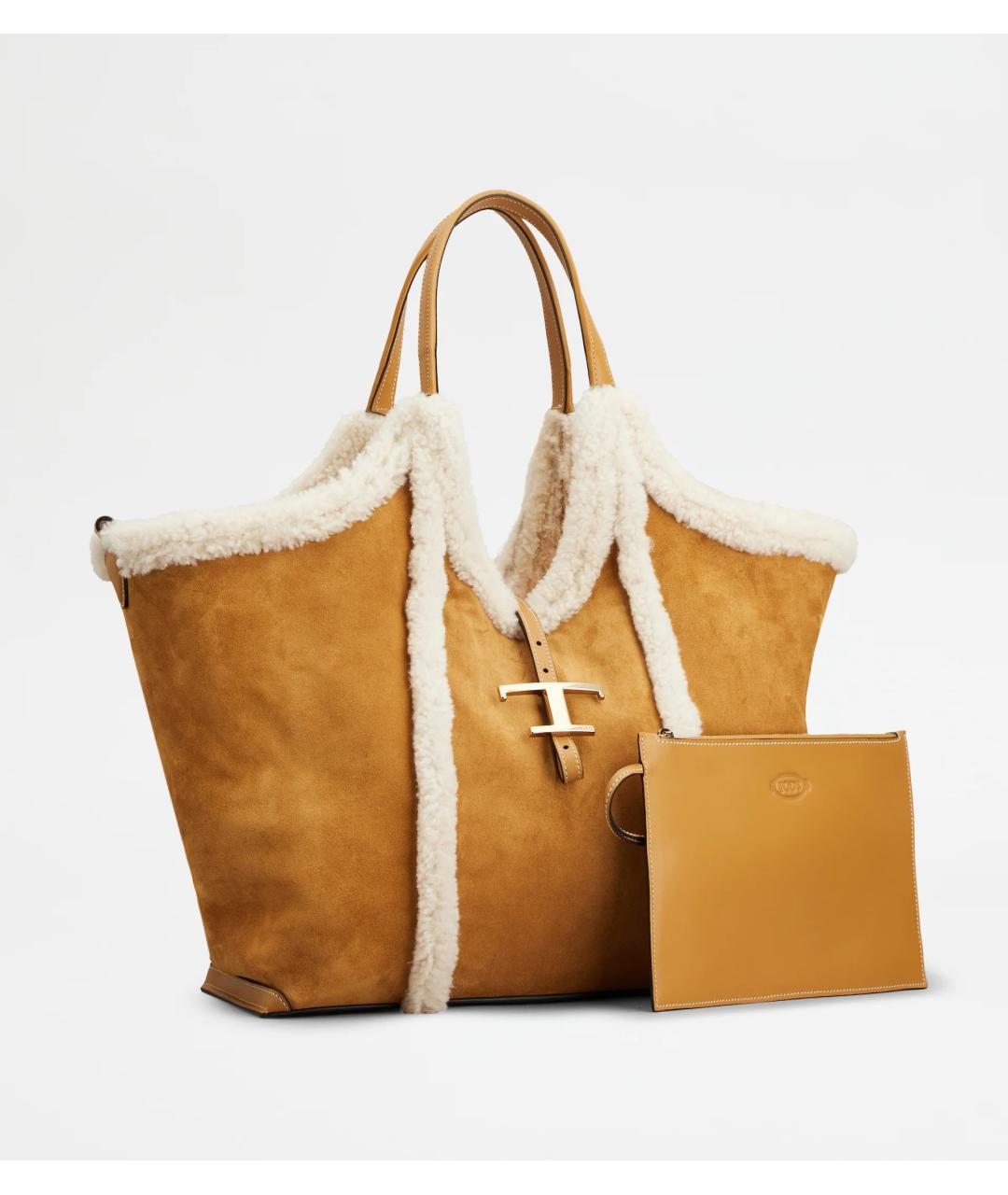 TOD'S Бежевая замшевая сумка с короткими ручками, фото 2