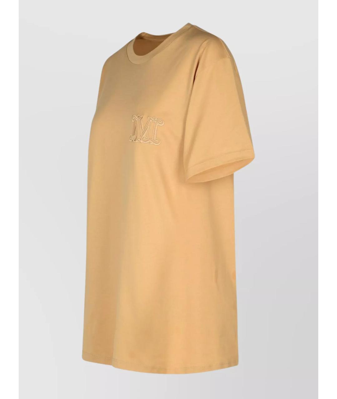 MAX MARA Бежевая хлопковая футболка, фото 3