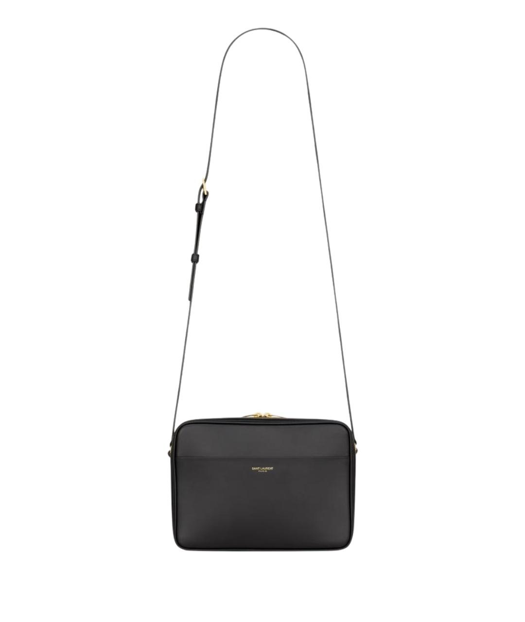 SAINT LAURENT Черная кожаная сумка на плечо, фото 1