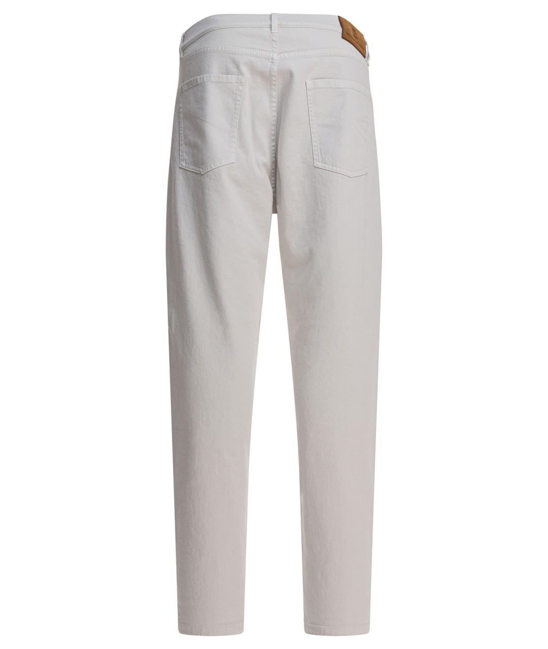 BRUNELLO CUCINELLI Белые хлопковые прямые джинсы, фото 2