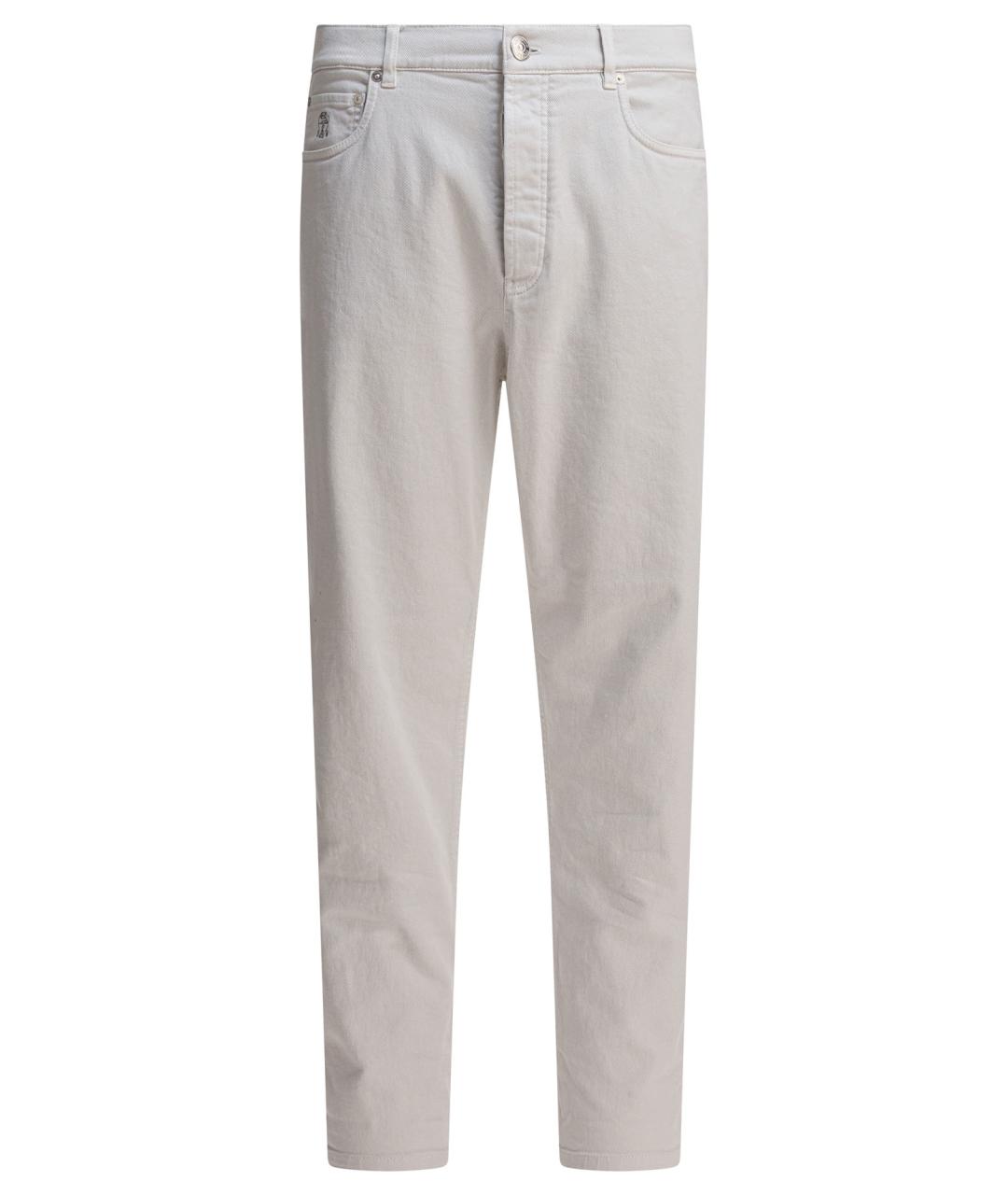 BRUNELLO CUCINELLI Белые хлопковые прямые джинсы, фото 1