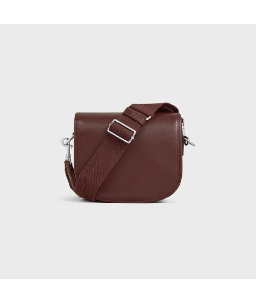 CELINE Коричневая кожаная сумка на плечо, фото 3