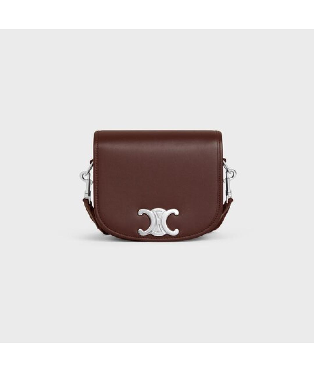 CELINE Коричневая кожаная сумка на плечо, фото 1