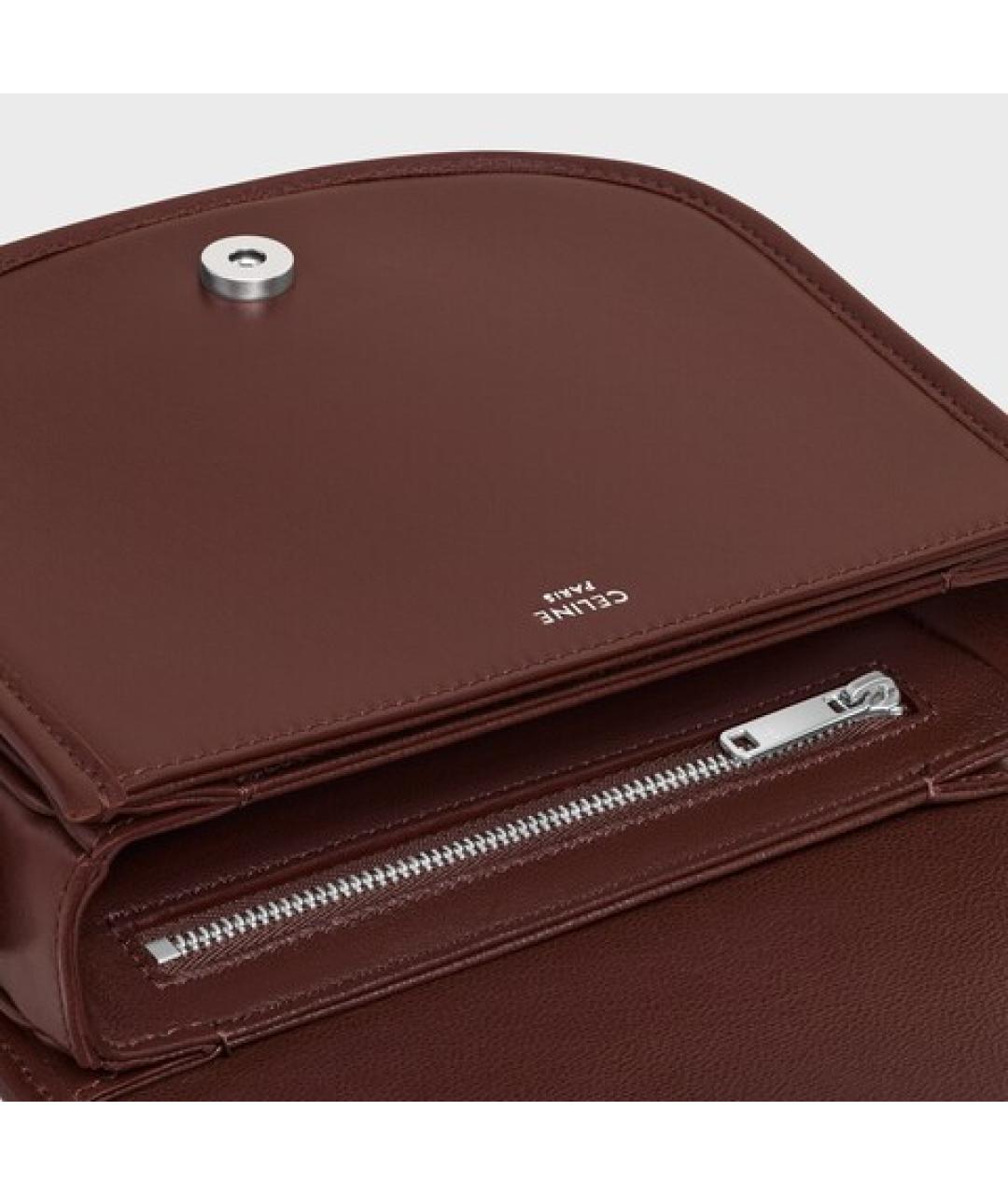 CELINE Коричневая кожаная сумка на плечо, фото 4
