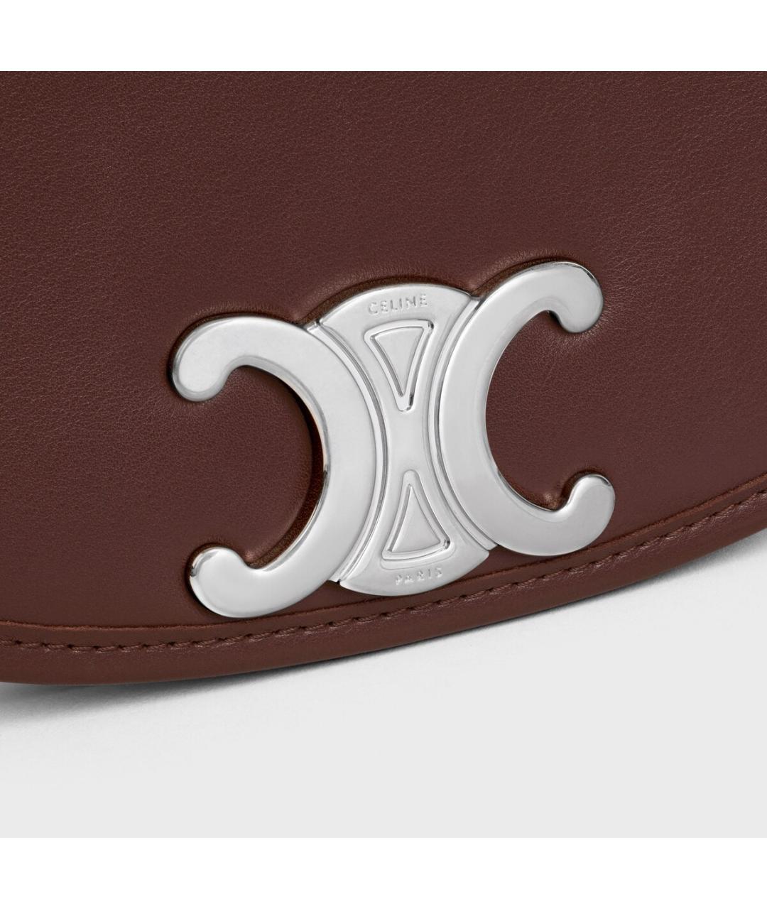 CELINE Коричневая кожаная сумка на плечо, фото 5