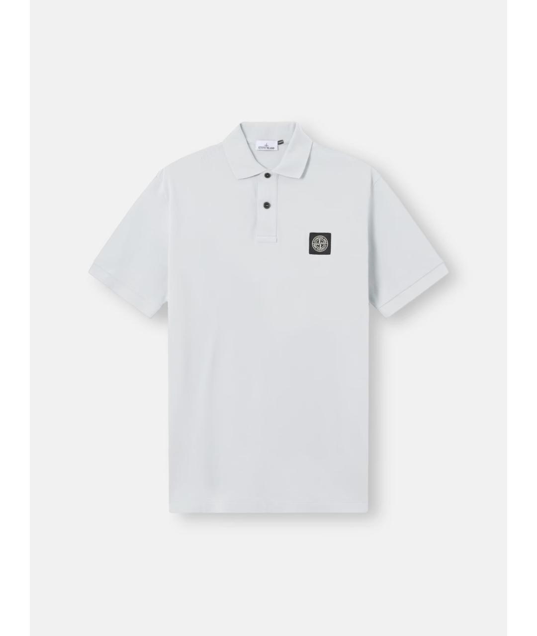 STONE ISLAND Голубое хлопковое поло с коротким рукавом, фото 3