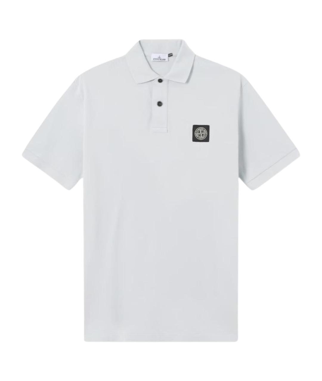 STONE ISLAND Голубое хлопковое поло с коротким рукавом, фото 1