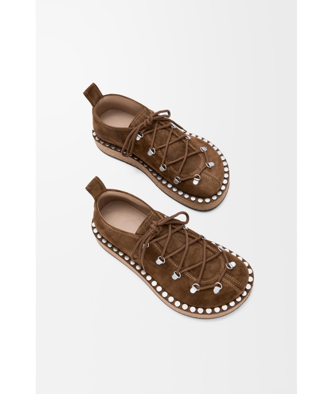 LOEWE Коричневые кожаные низкие ботинки, фото 3