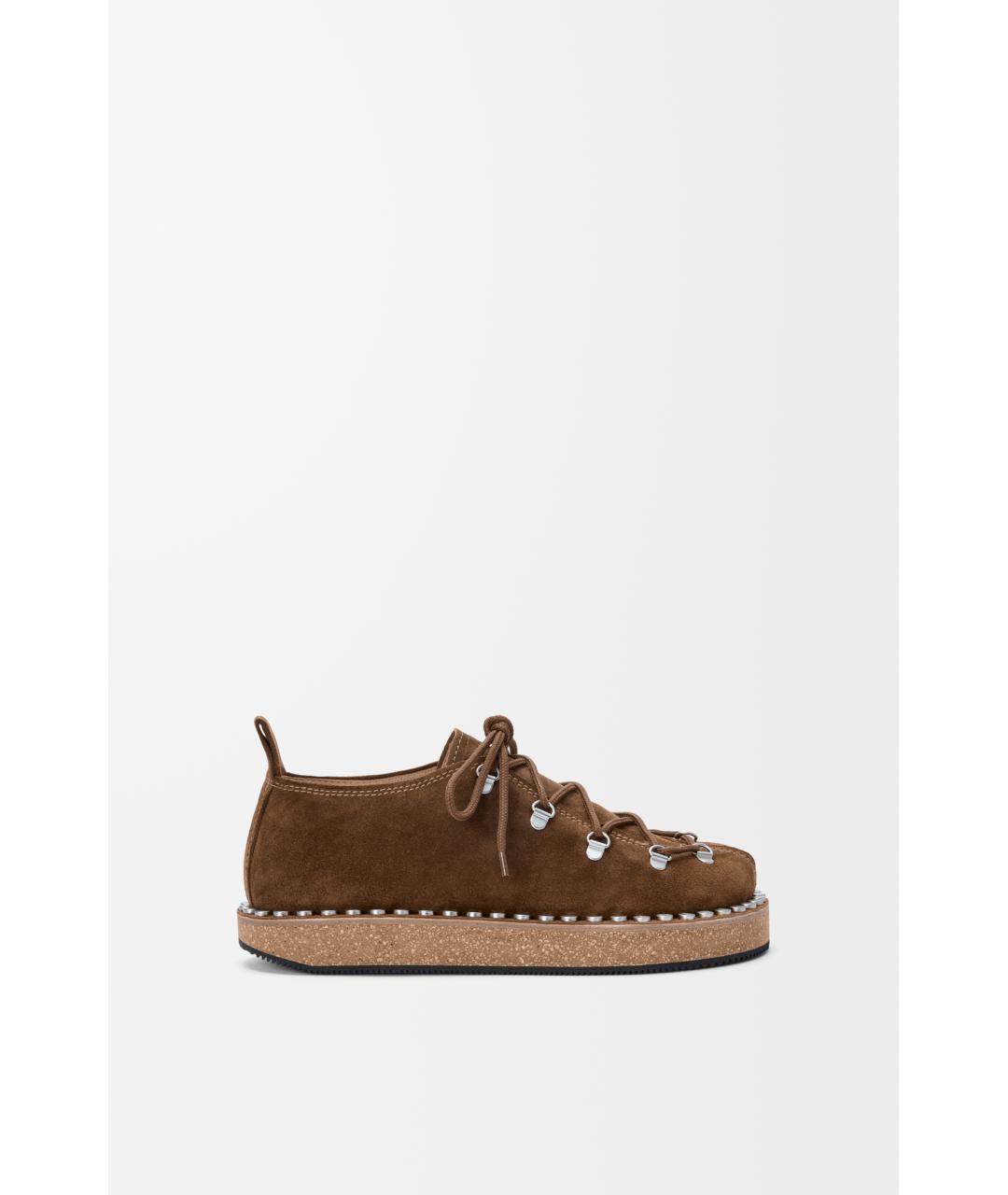 LOEWE Коричневые кожаные низкие ботинки, фото 5