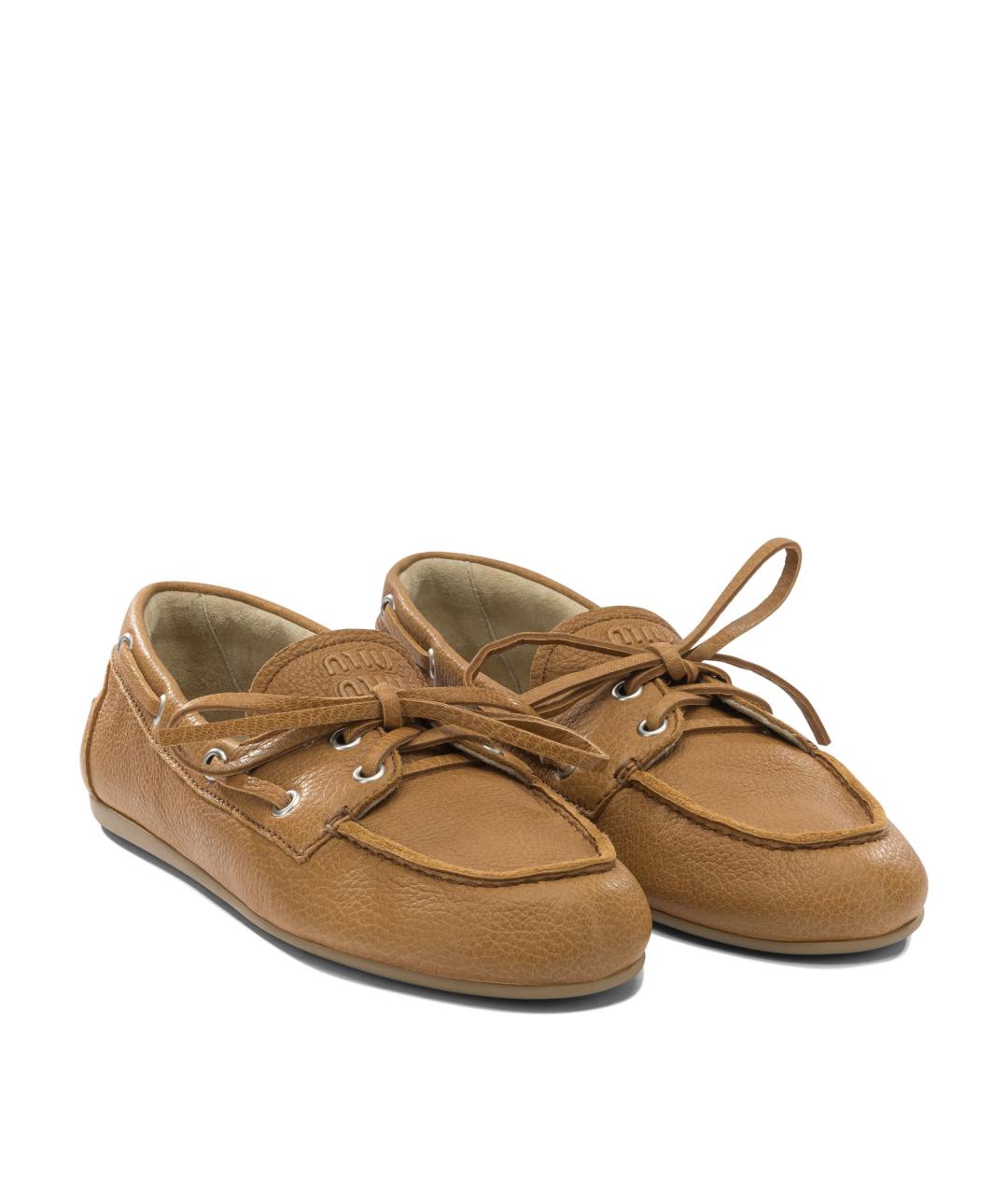 MIU MIU Коричневые кожаные лоферы, фото 2