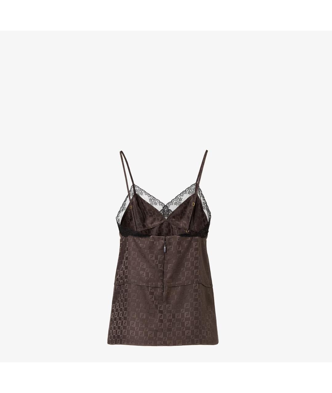 FENDI Коричневая шелковая блузы, фото 2