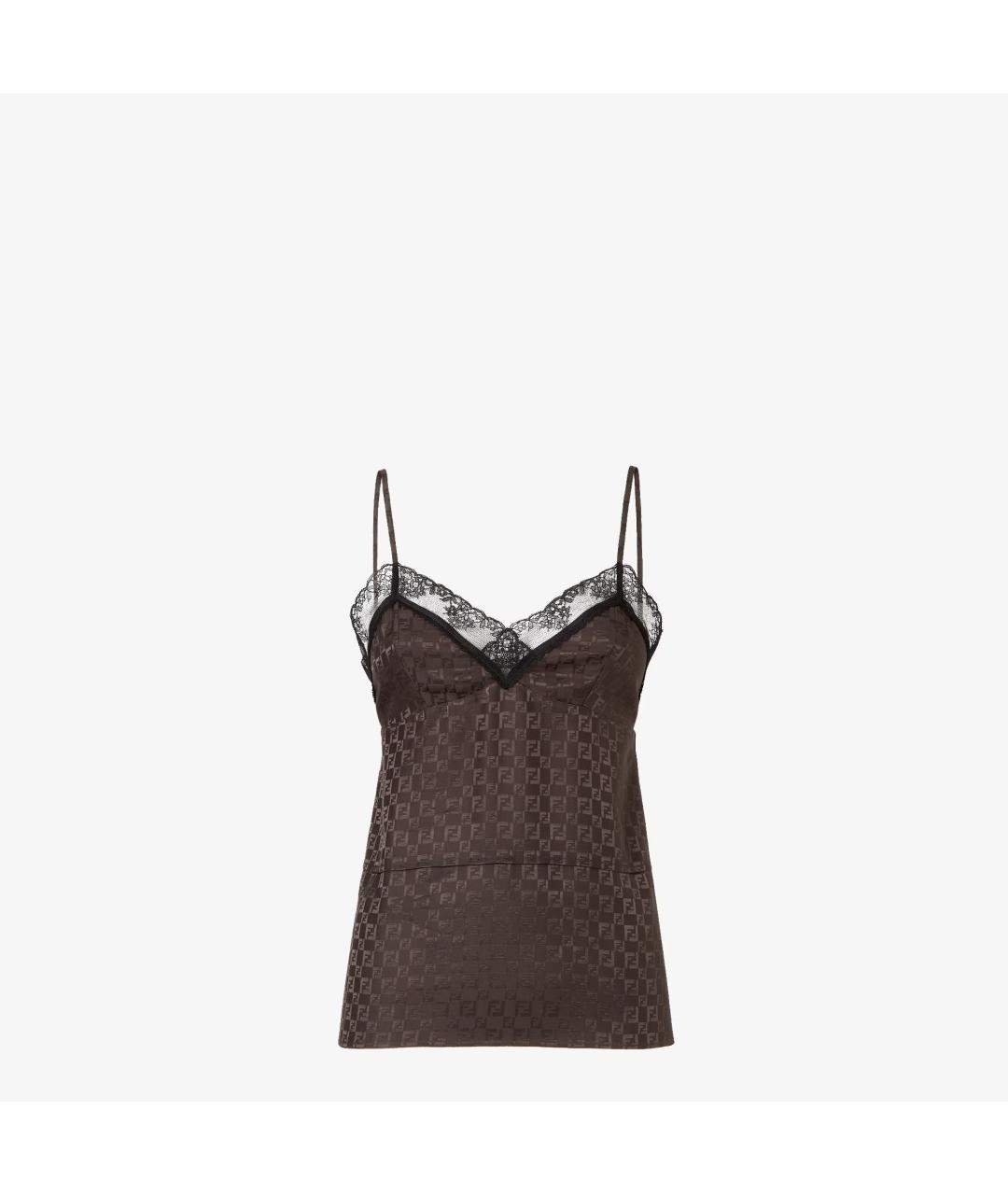 FENDI Коричневая шелковая блузы, фото 1