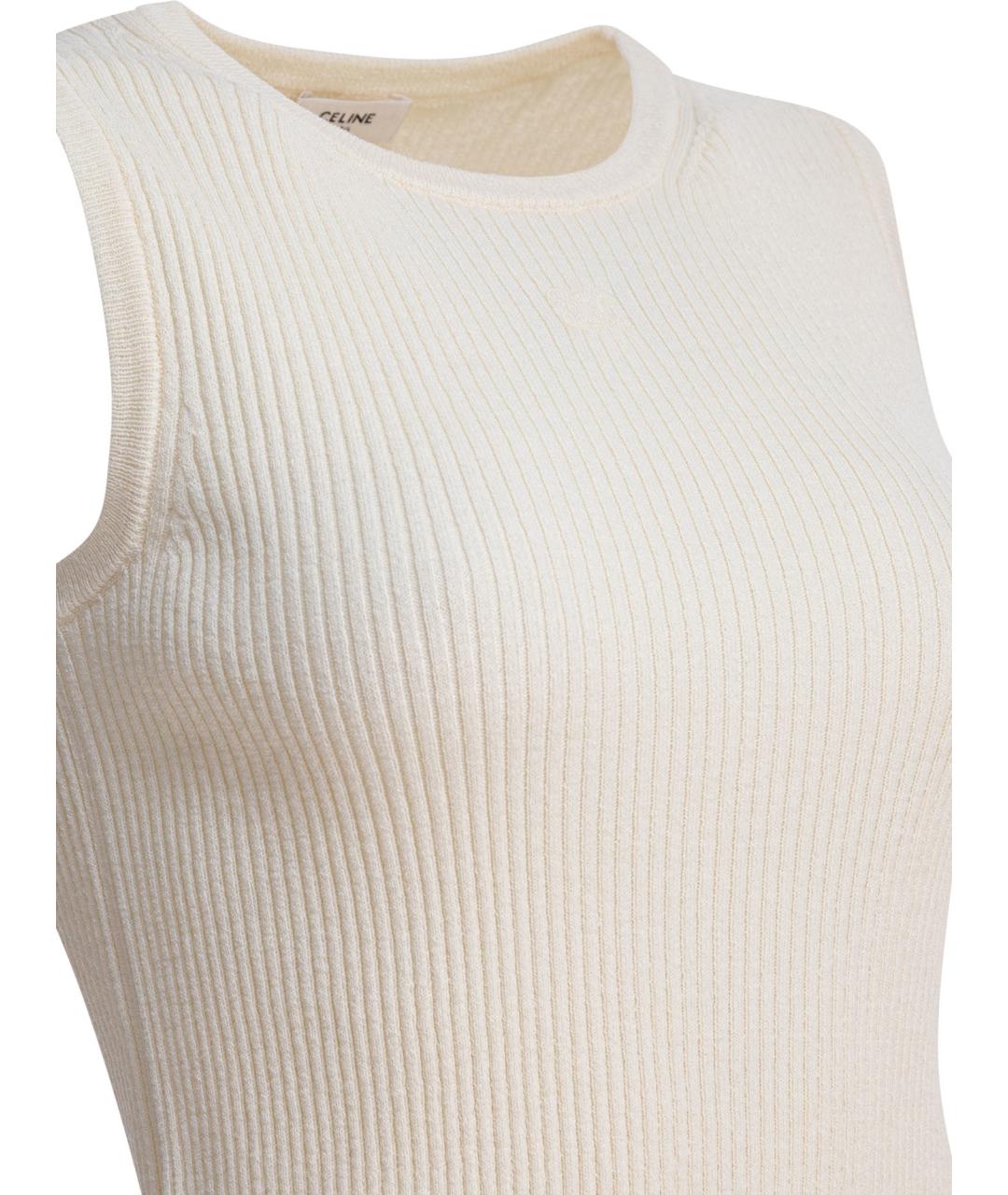 CELINE Белая шерстяная майка, фото 4
