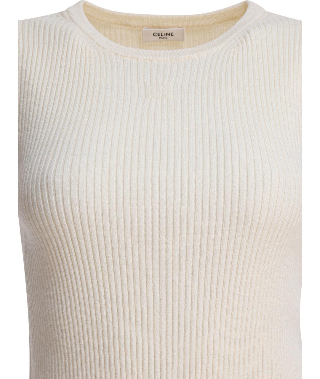 CELINE Белая шерстяная майка, фото 3