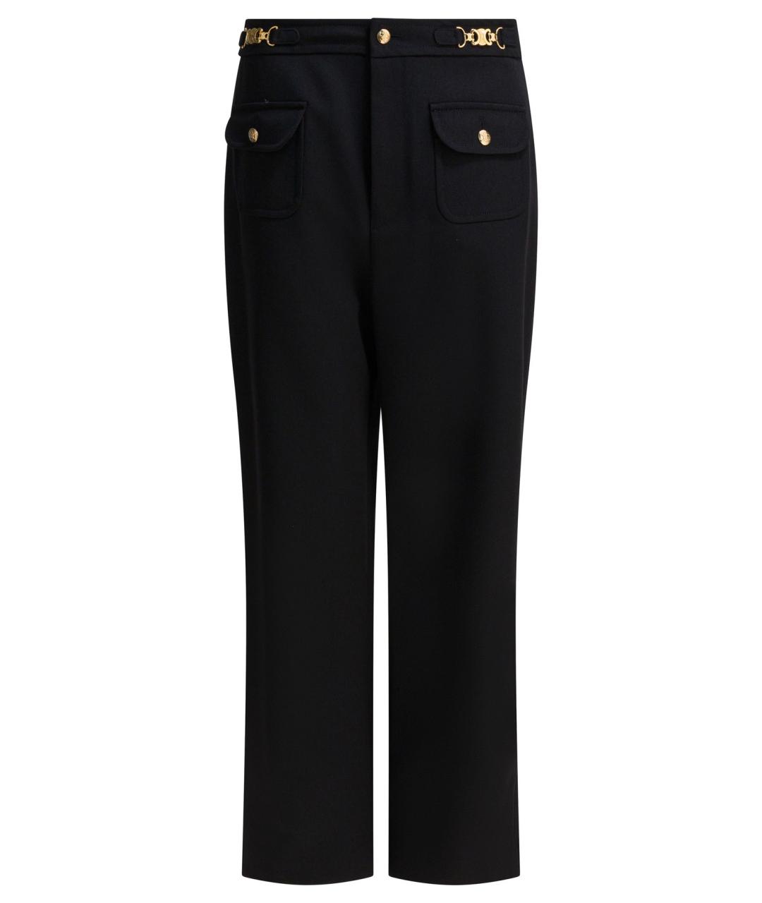 CELINE Черные шерстяные прямые брюки, фото 1