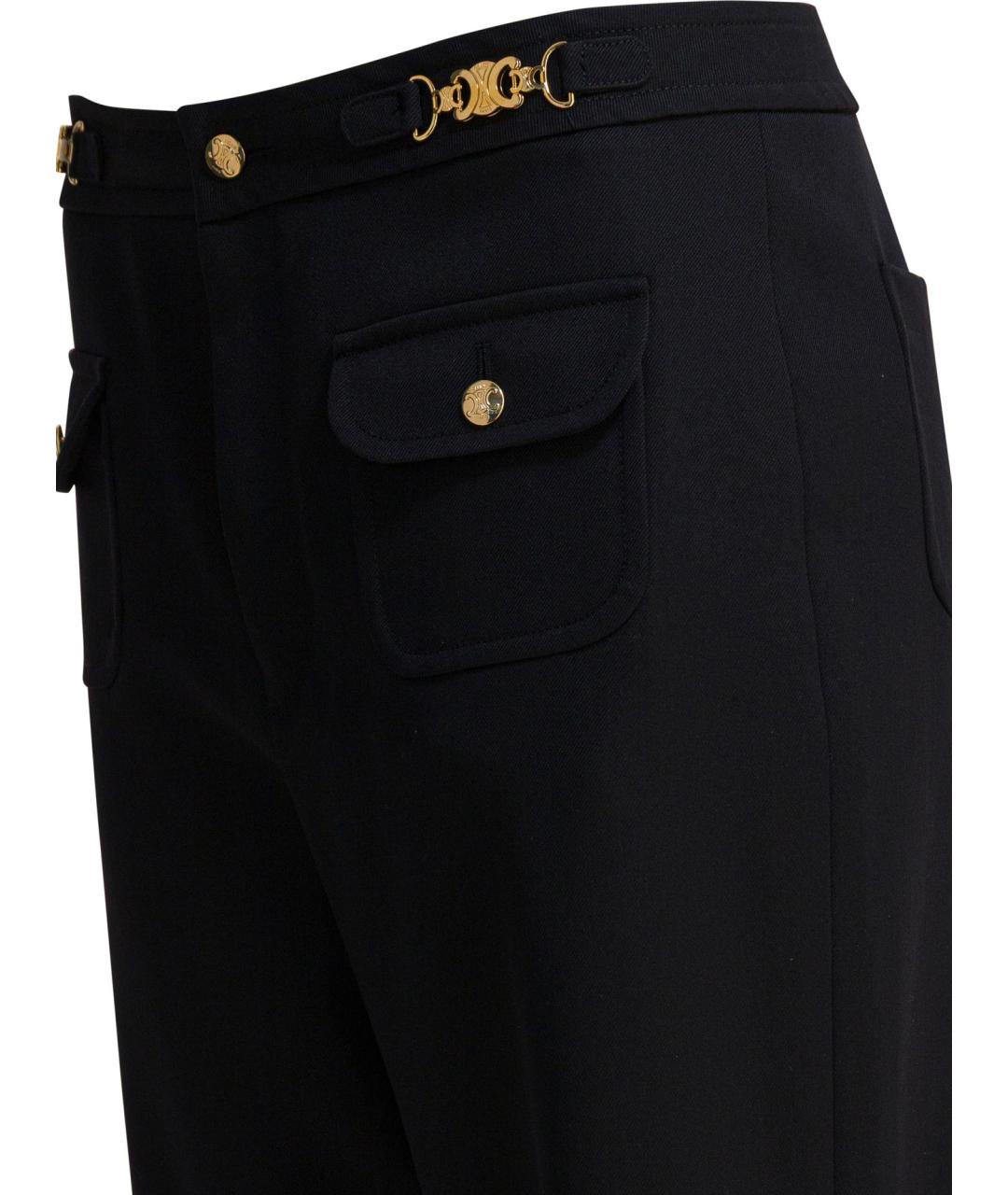 CELINE Черные шерстяные прямые брюки, фото 3