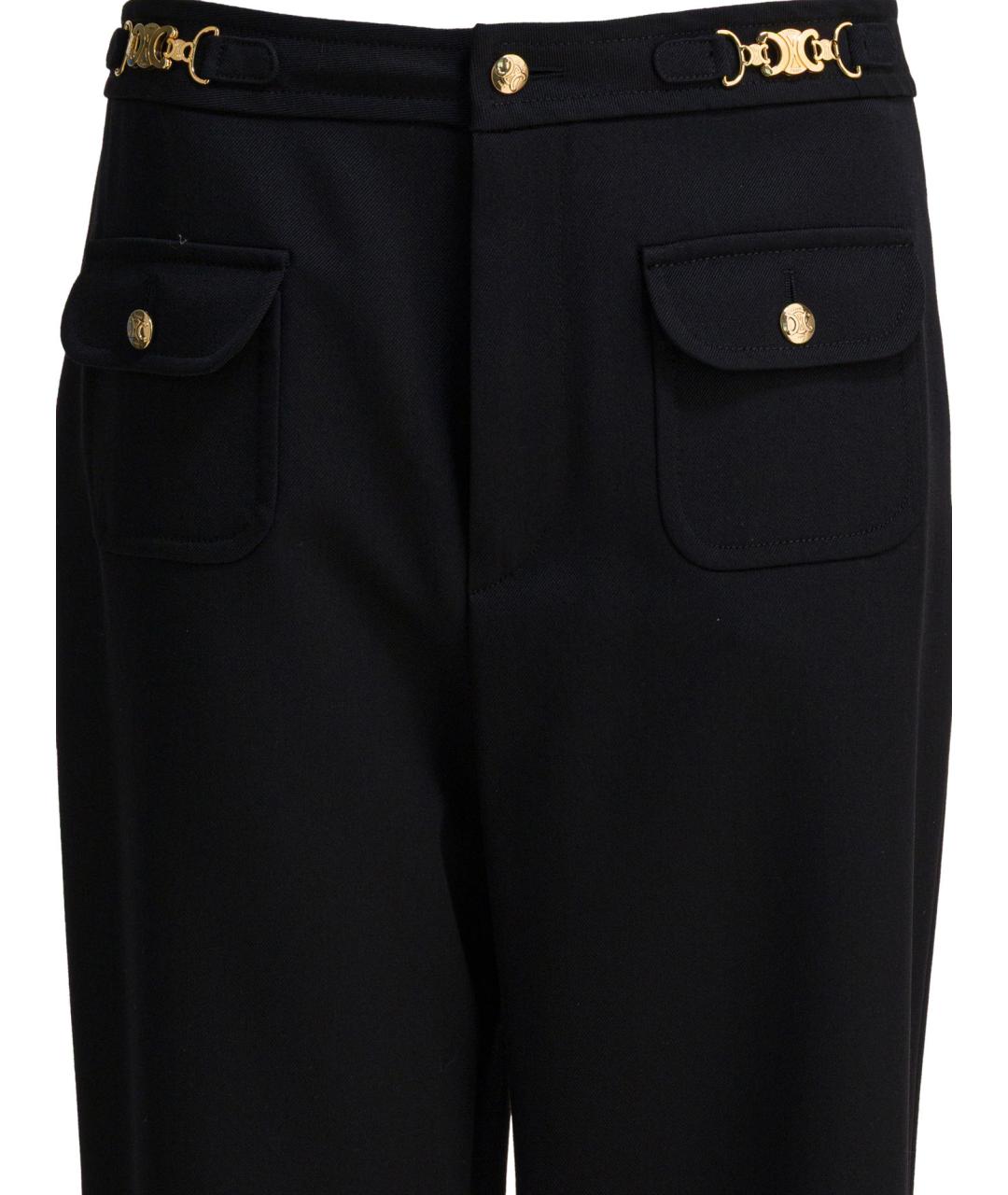 CELINE Черные шерстяные прямые брюки, фото 4